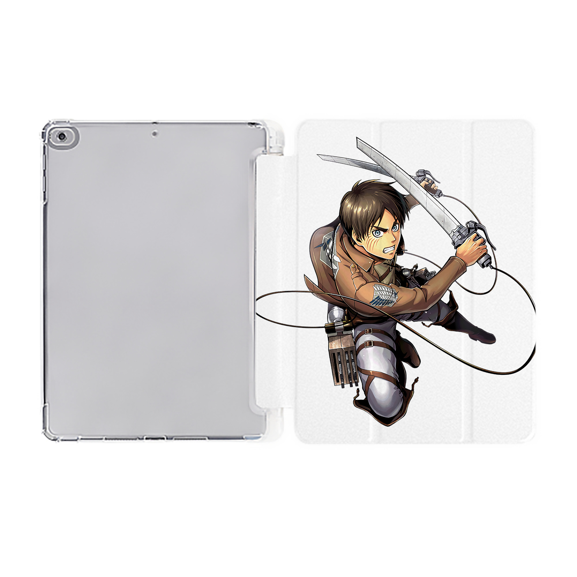 （画像用） 進撃の巨人 エレン･イェーガー Attack on Titan Eren Jäger IPad ケース ペン収納付き 三つ折りスタンド PUレザー×シリコン 対応機種9.5/10.5/10.9インチ